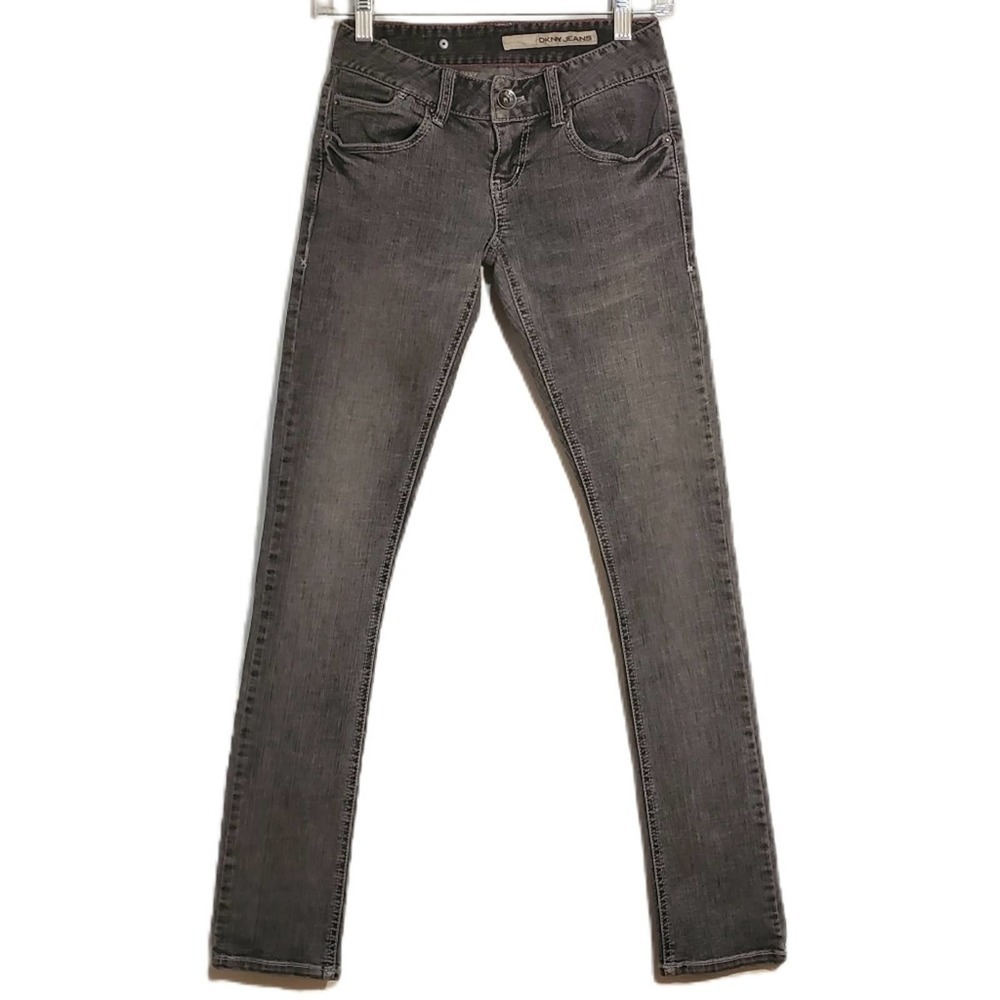 DKNY‎ Faded Skinny Low Rise Jeans Gray Black 5 Pocket Women's Size 24R